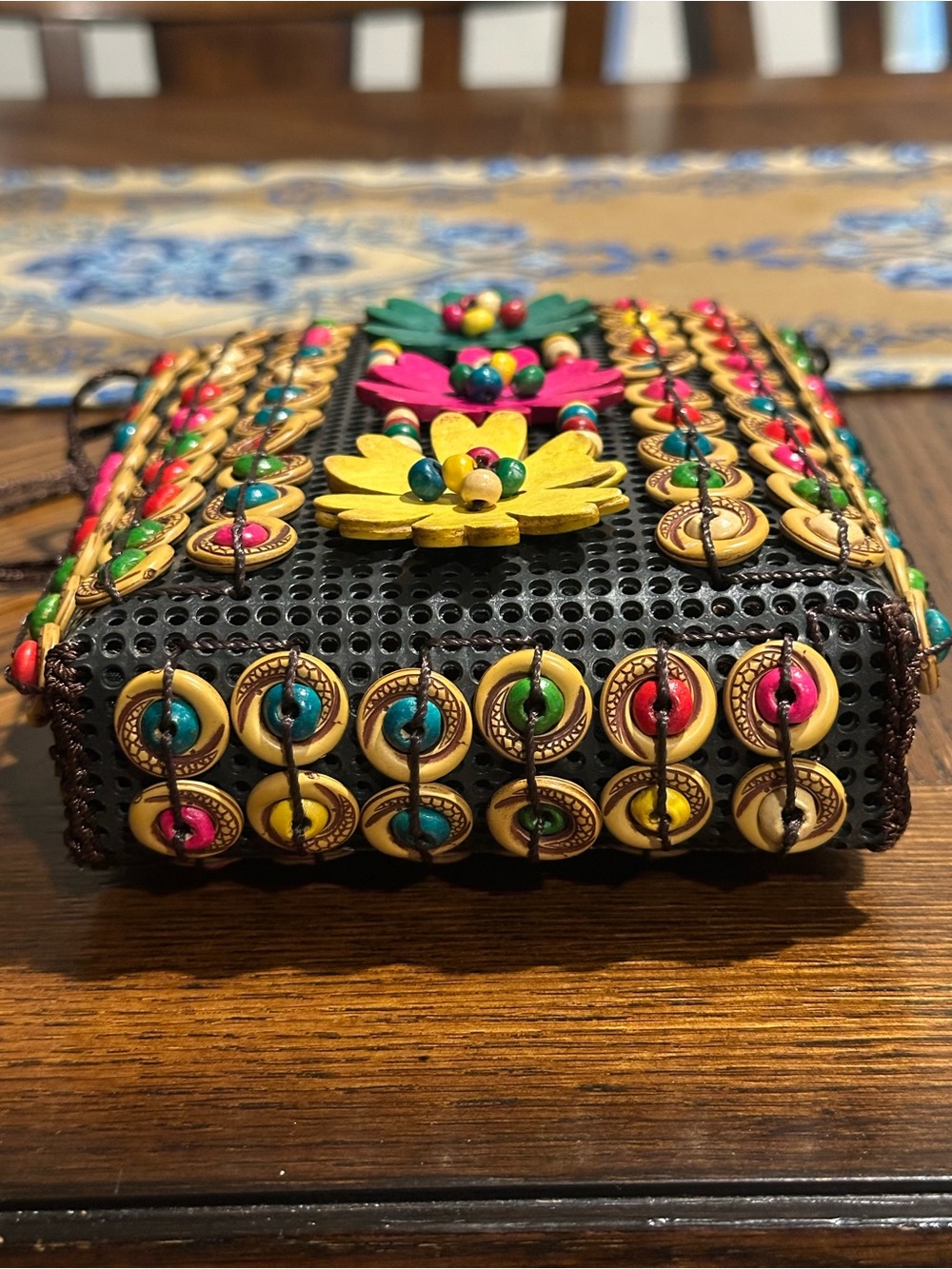 Handcrafted Multicolor Floral Beaded Women’s Crossbody Bag